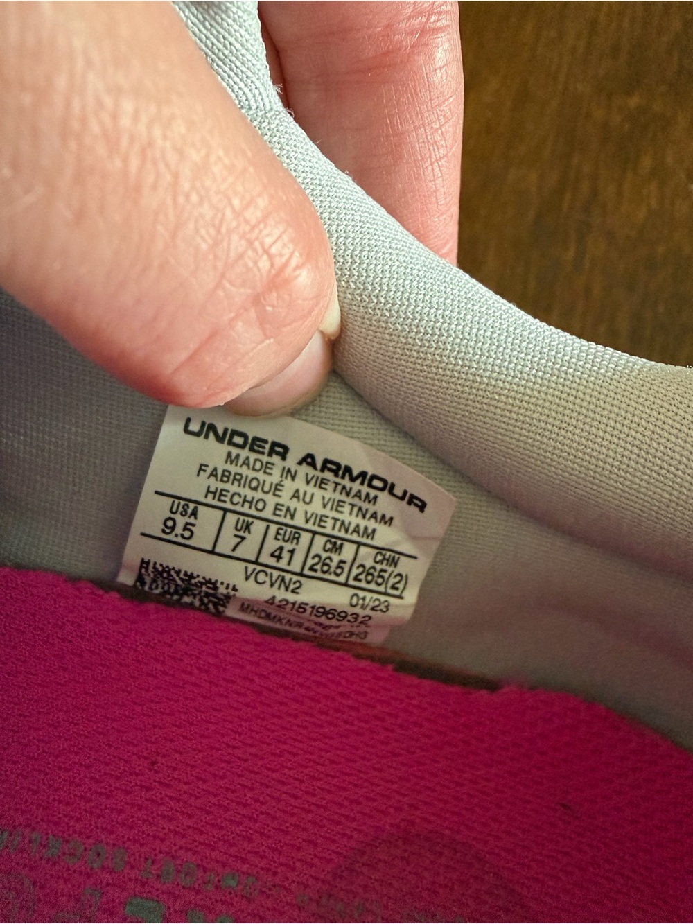 Under Armour White Women's Athletic Sneakers with Pink and Light Blue Details - Picture 4 of 4